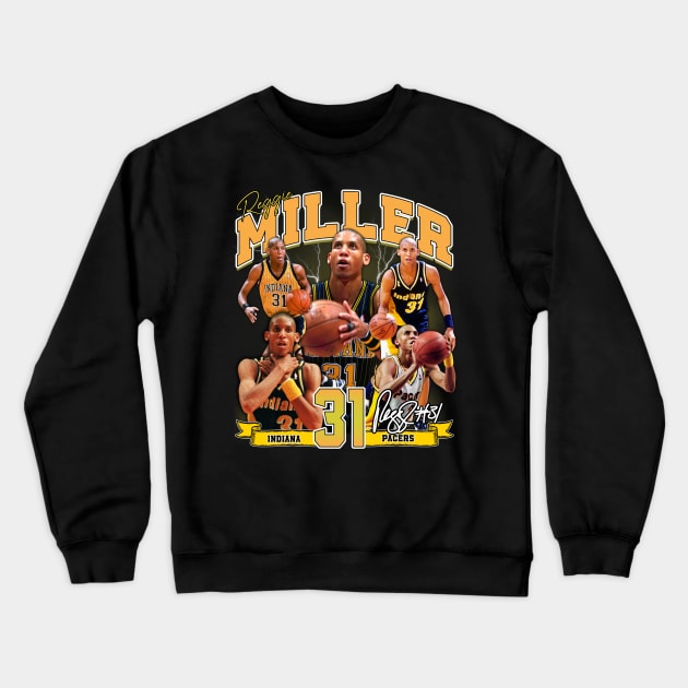 Reggie Miller Choke Sign Basketball Legend Signature Vintage Retro 80s 90s Bootleg Rap Style Crewneck Sweatshirt by CarDE